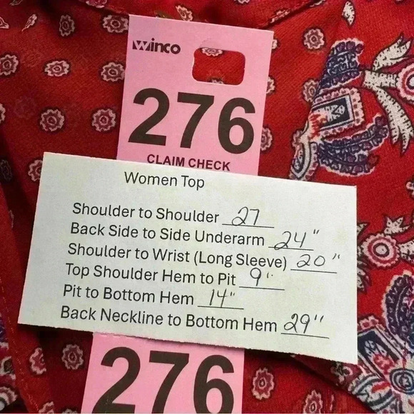 Free People Women’s M Red Button-Up Sheer Chiffon Roll Tab/Long Sleeve Tunic - Picture 15 of 15